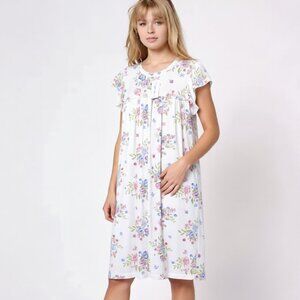 You Say White Cobble Floral Ruffle Sleeve Sleep Shirt Small Poly/Spandex NWT $78